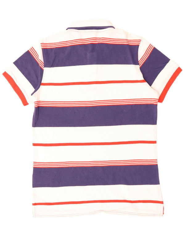 Camisa polo masculina BENETTON grande algodão listrado branco