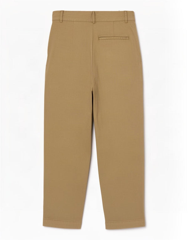 Calça chino feminina Zara com cintura alta XS W24 L25 algodão cáqui
