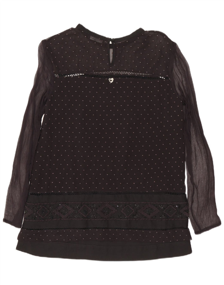 Simona Barbieri Blusa feminina Twin Set Top Reino Unido 10 pequena preta manchada