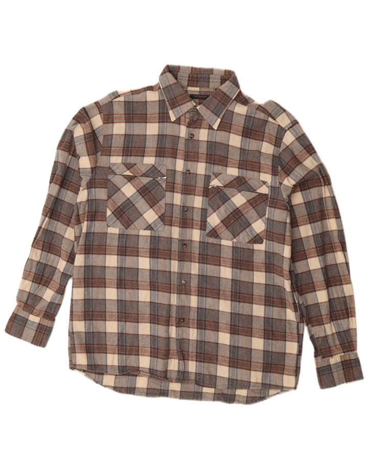 Camisa masculina de flanela Sea Barrier grande algodão xadrez cinza
