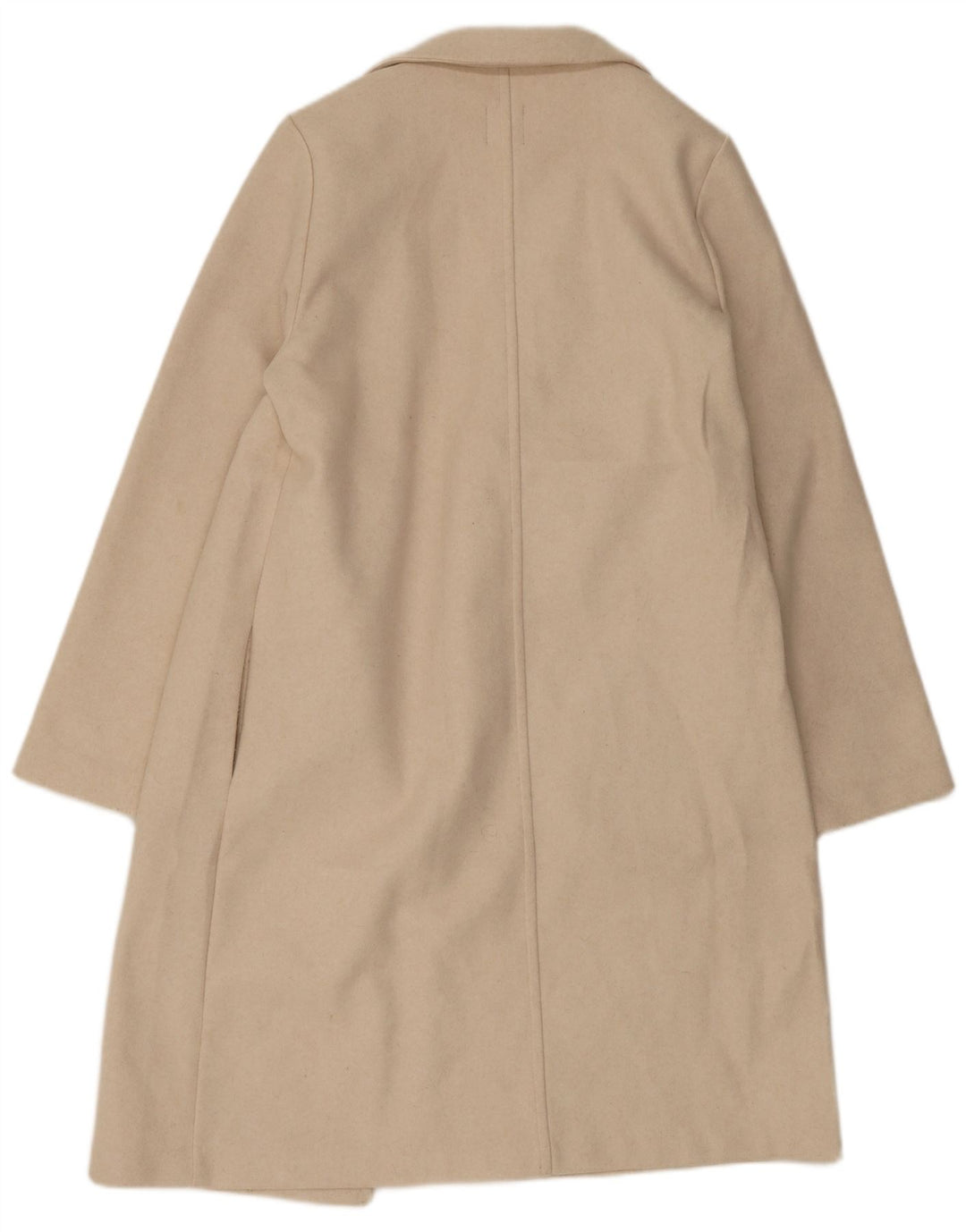 Sobretudo aberto feminino Zara UK 16 grande poliéster bege