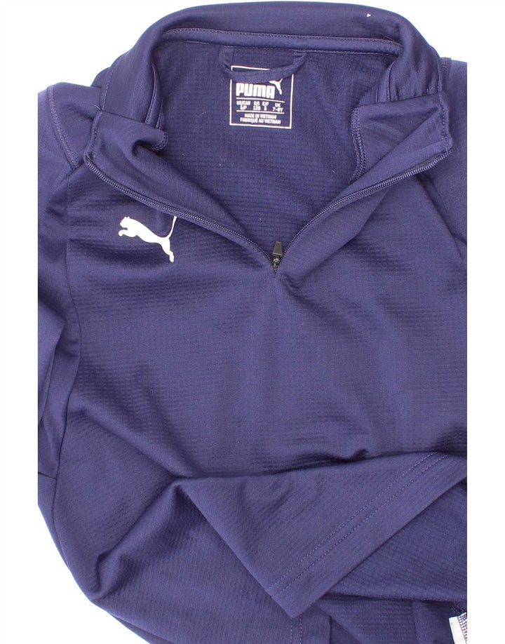 Puma Meninos Zip Neck Pullover Treino Top 7-8 Anos Azul Marinho