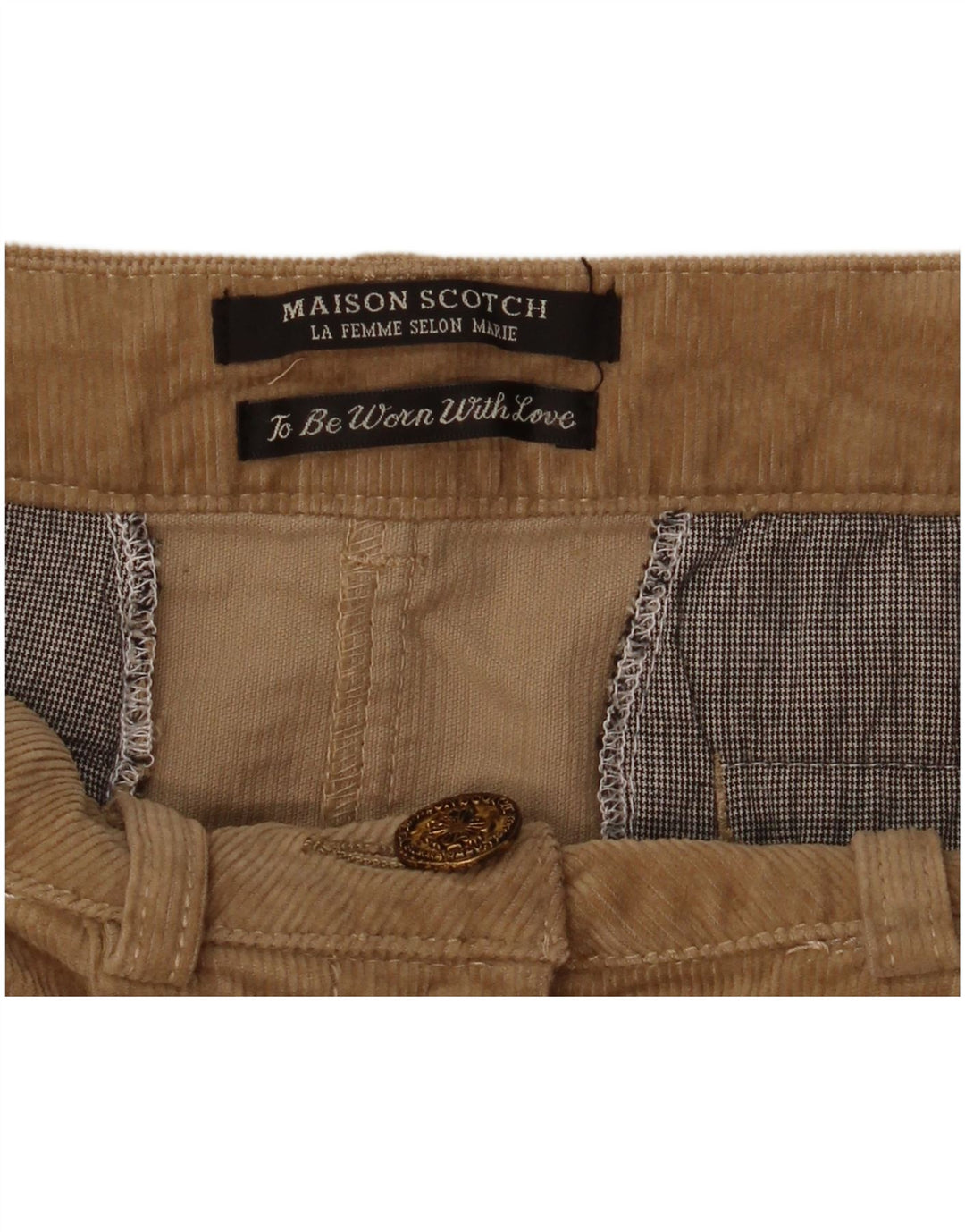 Minissaia feminina de veludo cotelê Maison Scotch W34 grande marrom