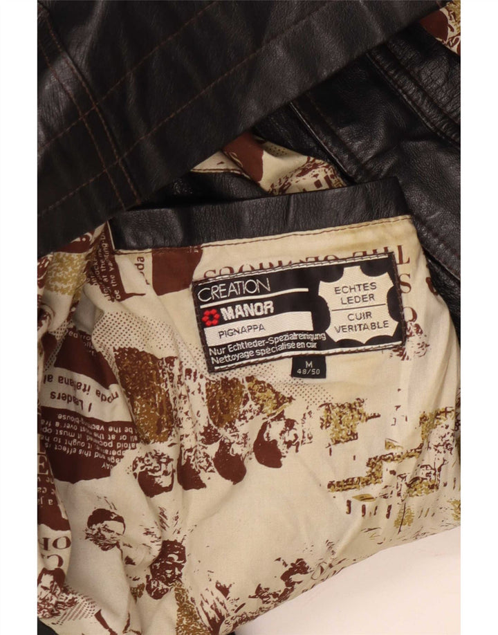 Jaqueta de couro masculina Creation EU 48/50 médio preto