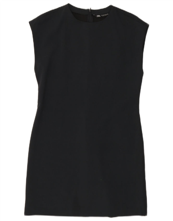Vestido bainha feminino Zara UK 12 poliéster azul marinho médio