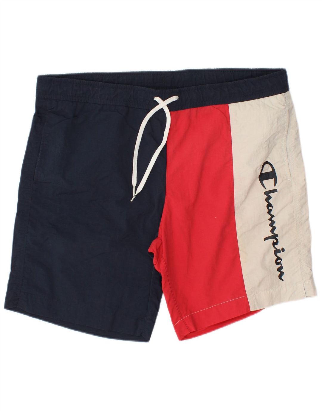Shorts de natação masculino Champion Graphic grande bloco colorido azul marinho