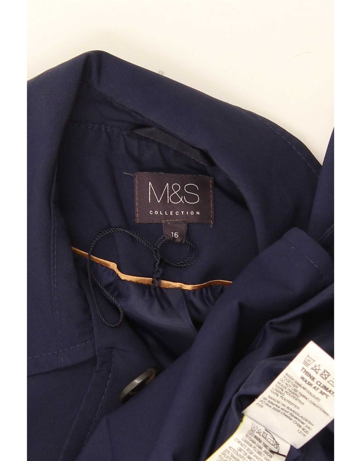 Casaco feminino Marks & Spencer Pea Coat UK 16 grande poliéster azul marinho