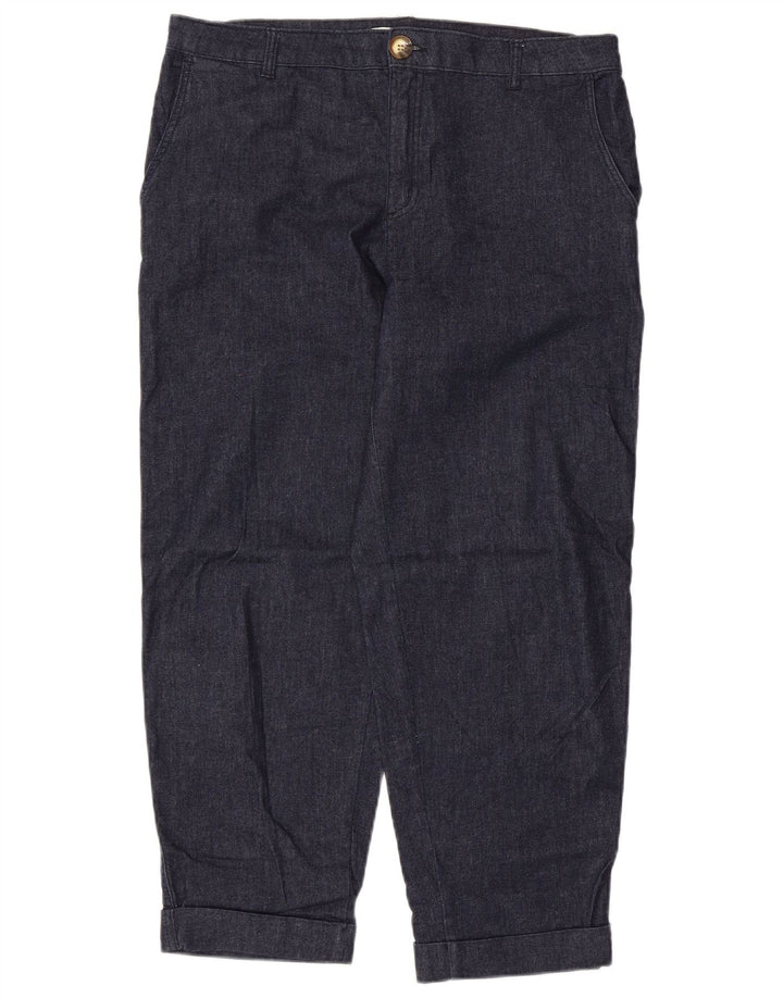 Calças cortadas femininas Zara EU 40 médio W30 L25 azul marinho