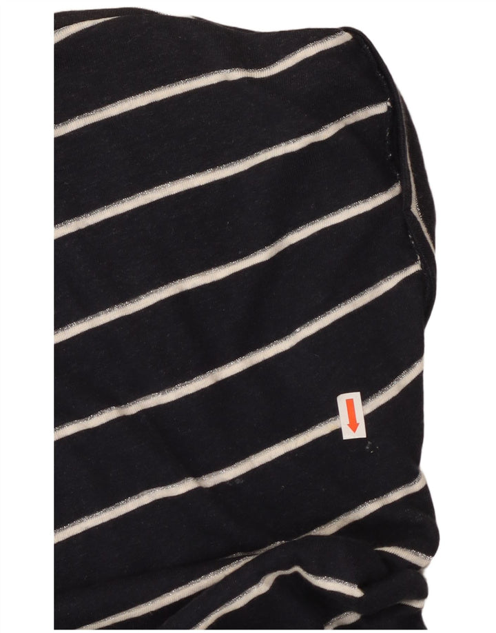 Vestido camiseta feminino MONSOON Reino Unido 10 pequeno linho listrado azul marinho