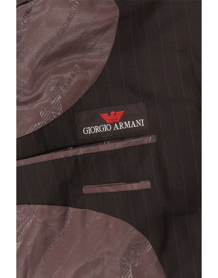 Jaqueta blazer masculina Giorgio Armani com 3 botões Reino Unido 38 risca de giz preta média