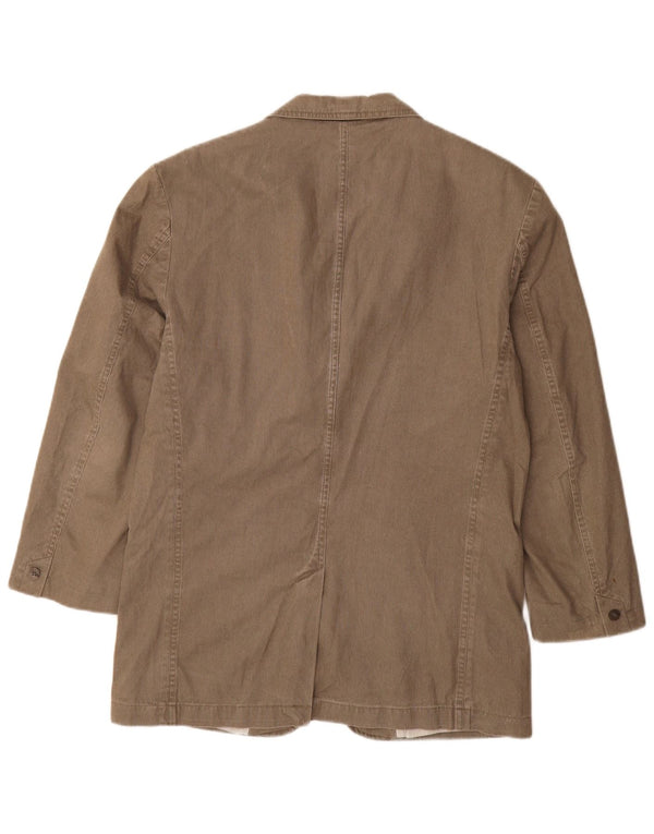 Jaqueta blazer masculina de 3 botões Marks & Spencer Reino Unido 36 pequena risca de giz cáqui