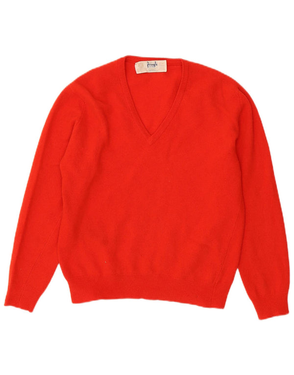 Suéter feminino Pringle com decote em V grande e grande IT 40 pequeno vermelho