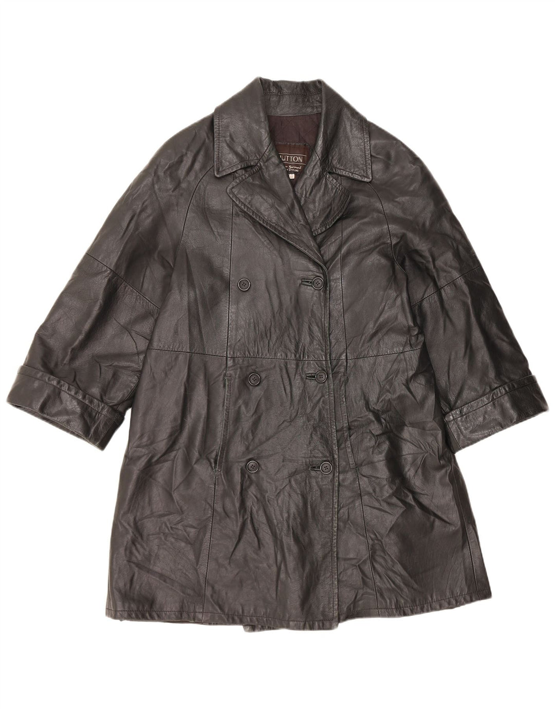 Casaco de couro feminino VINTAGE IT 48 XL preto