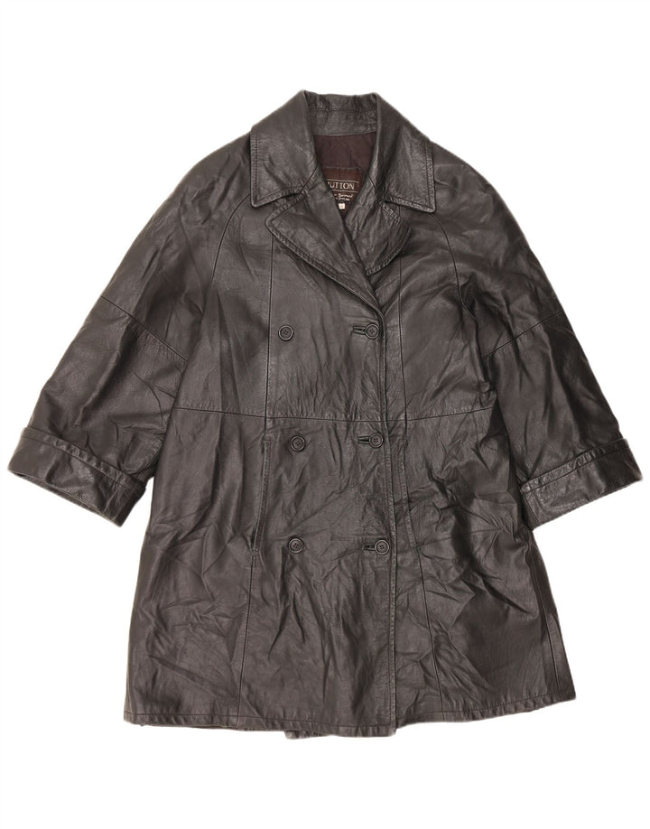 Casaco de couro feminino VINTAGE IT 48 XL preto