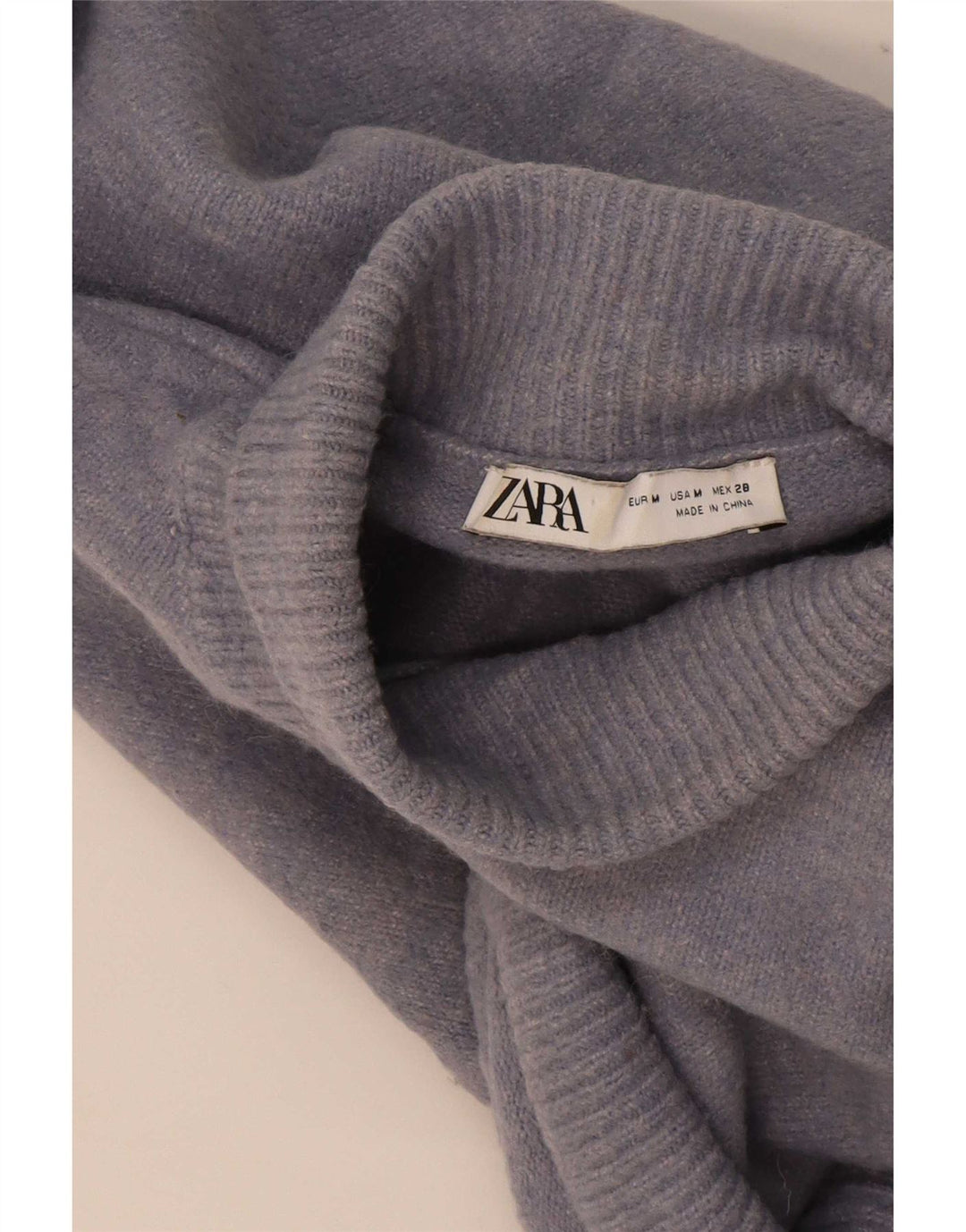 Zara Suéter feminino cropped oversized com gola redonda Reino Unido 14 azul médio