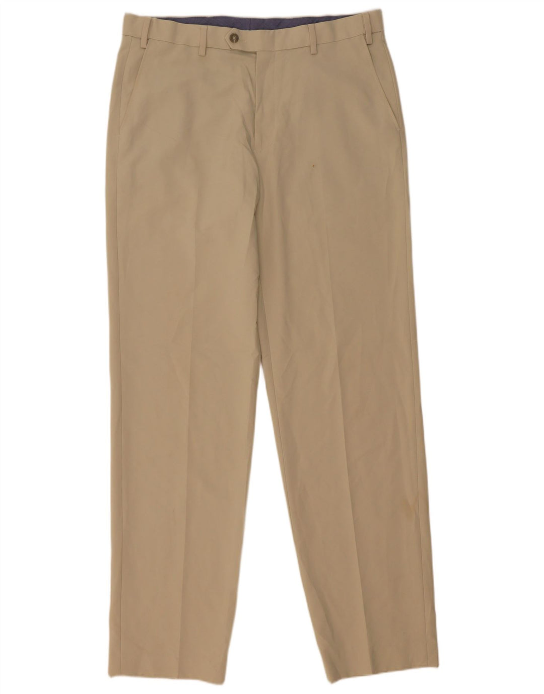 Calça masculina de terno regular Marks & Spencer W34 L33 poliéster bege