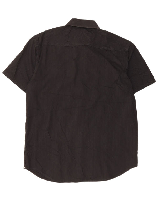 Camisa masculina Hurley de manga curta pequena listrada preta de algodão