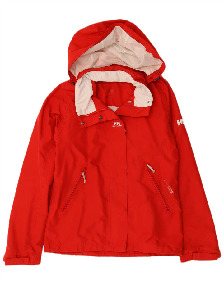 Jaqueta de chuva com capuz feminino Helly Hansen UK 14 poliéster vermelho médio