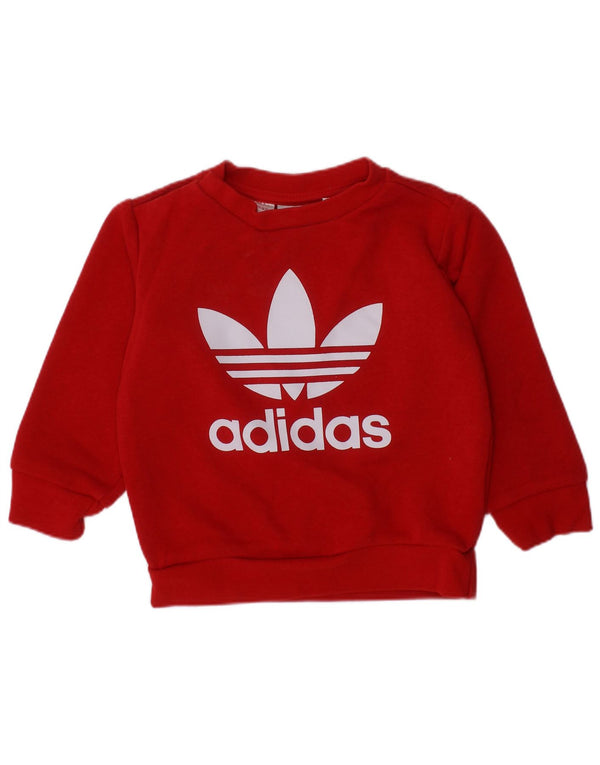 ADIDAS Baby Boys Graphic Sweatshirt Jumper 9-12 Meses Algodão Vermelho