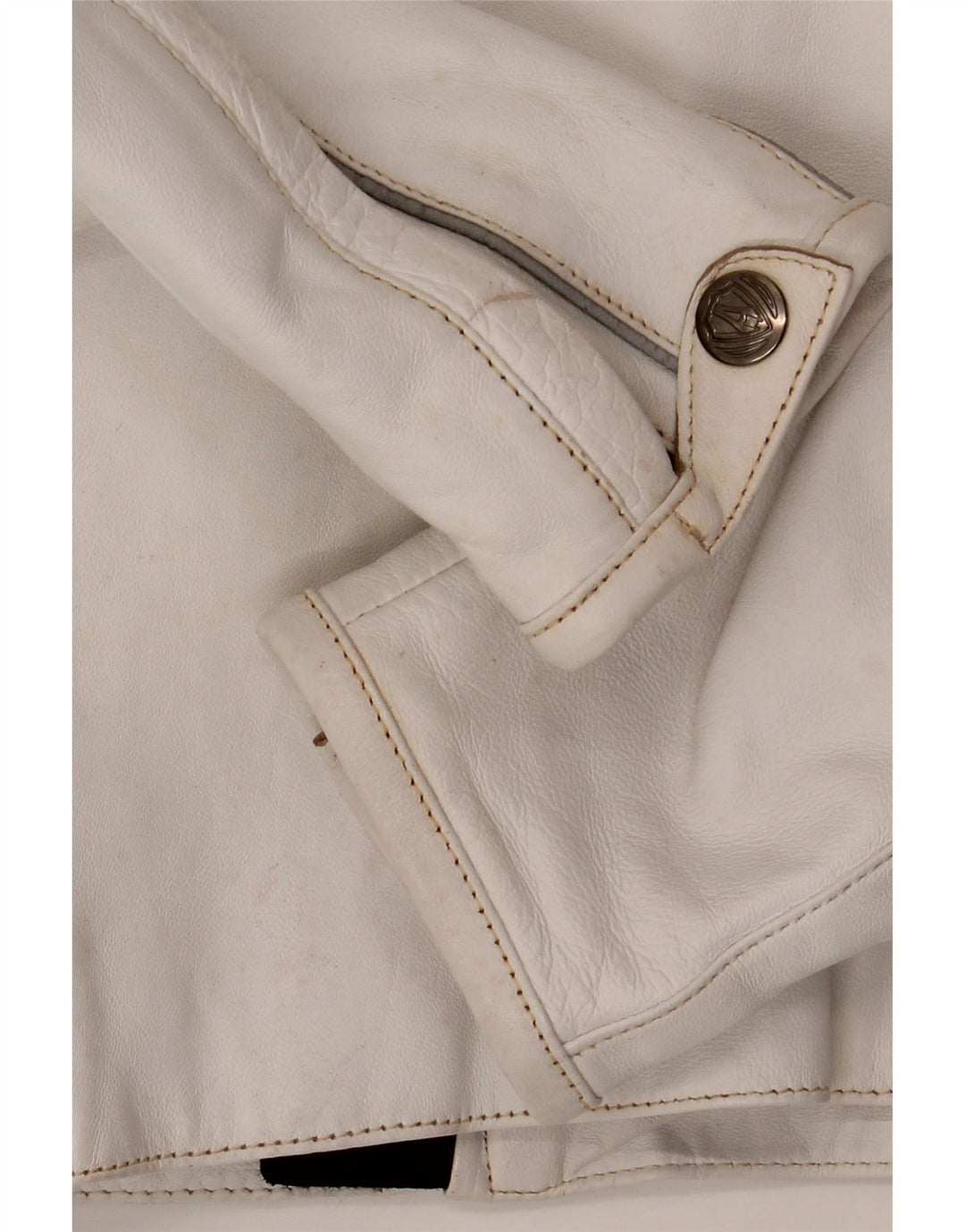 Jaqueta feminina de couro para motociclista Arlen Ness Reino Unido 18 XL em couro branco