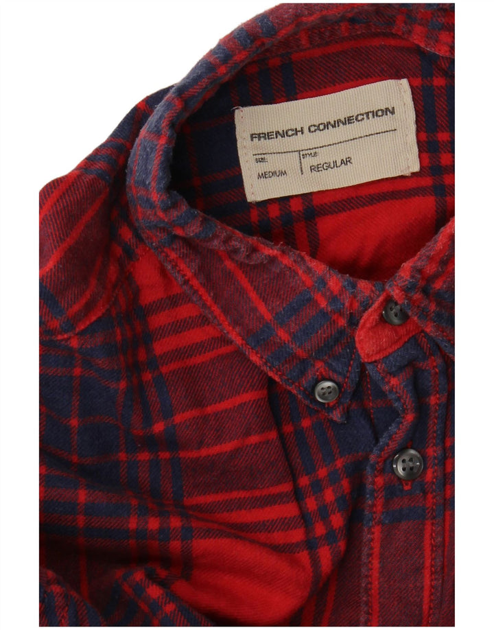 Camisa masculina de flanela de ajuste regular French Connection xadrez vermelho médio