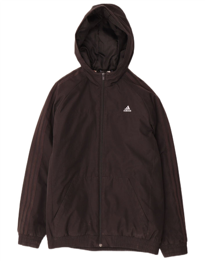 Jaqueta corta-vento com capuz Adidas meninos 15-16 anos preto poliéster