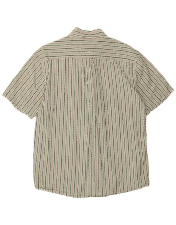 Camisa masculina de manga curta Eddie Bauer de algodão listrado verde médio