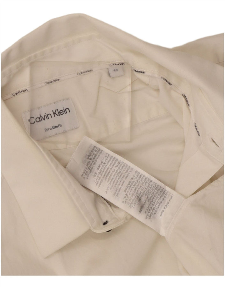 Camisa masculina Calvin Klein extra slim fit tamanho 40 algodão branco médio