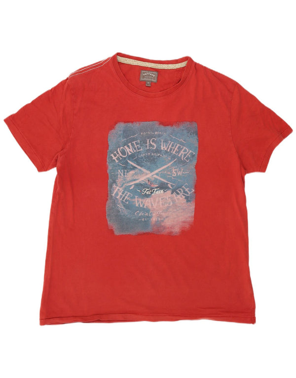 Camiseta gráfica masculina Fat Face Top médio algodão vermelho