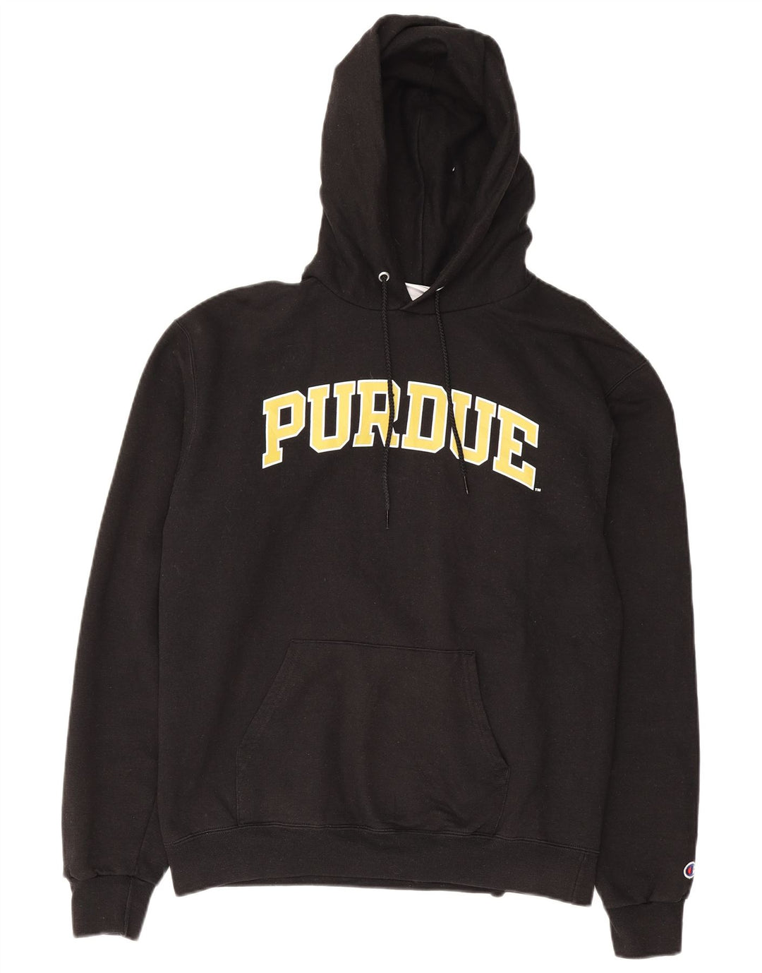Jumper com capuz gráfico Purdue masculino da Champion, algodão preto médio