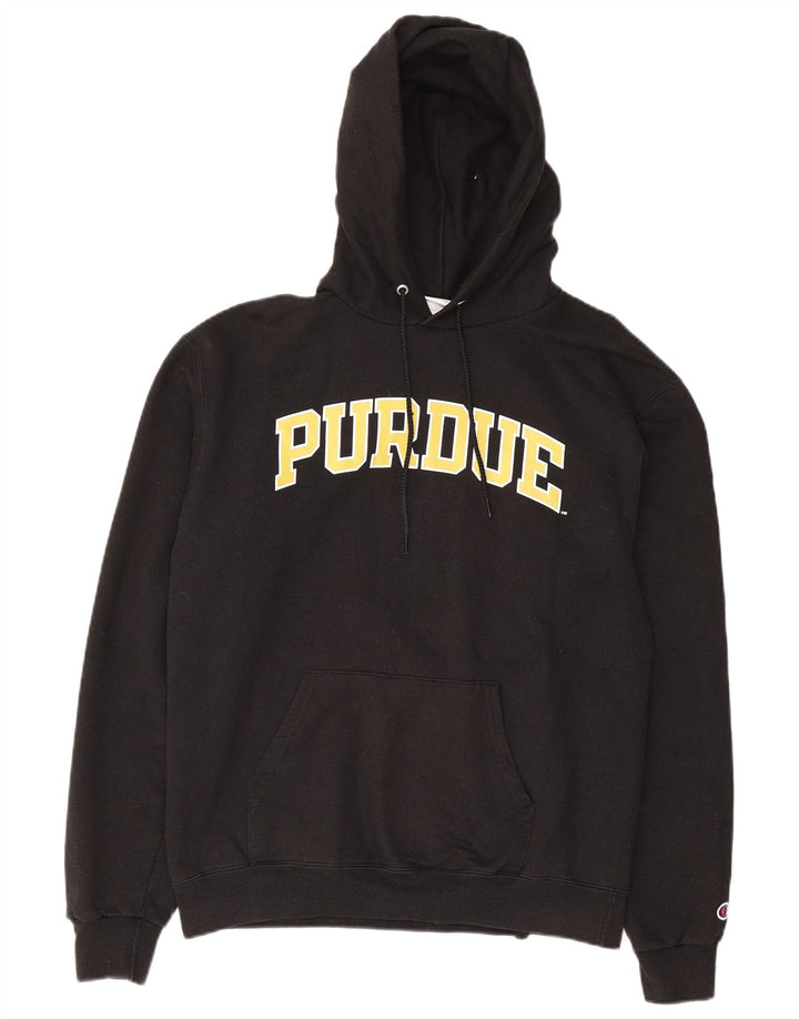 Jumper com capuz gráfico Purdue masculino da Champion, algodão preto médio