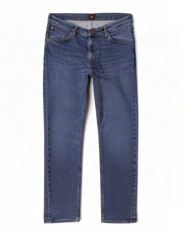 Lee Mens Daren Zip Fly Straight Jeans W36 L32 Azul Algodão