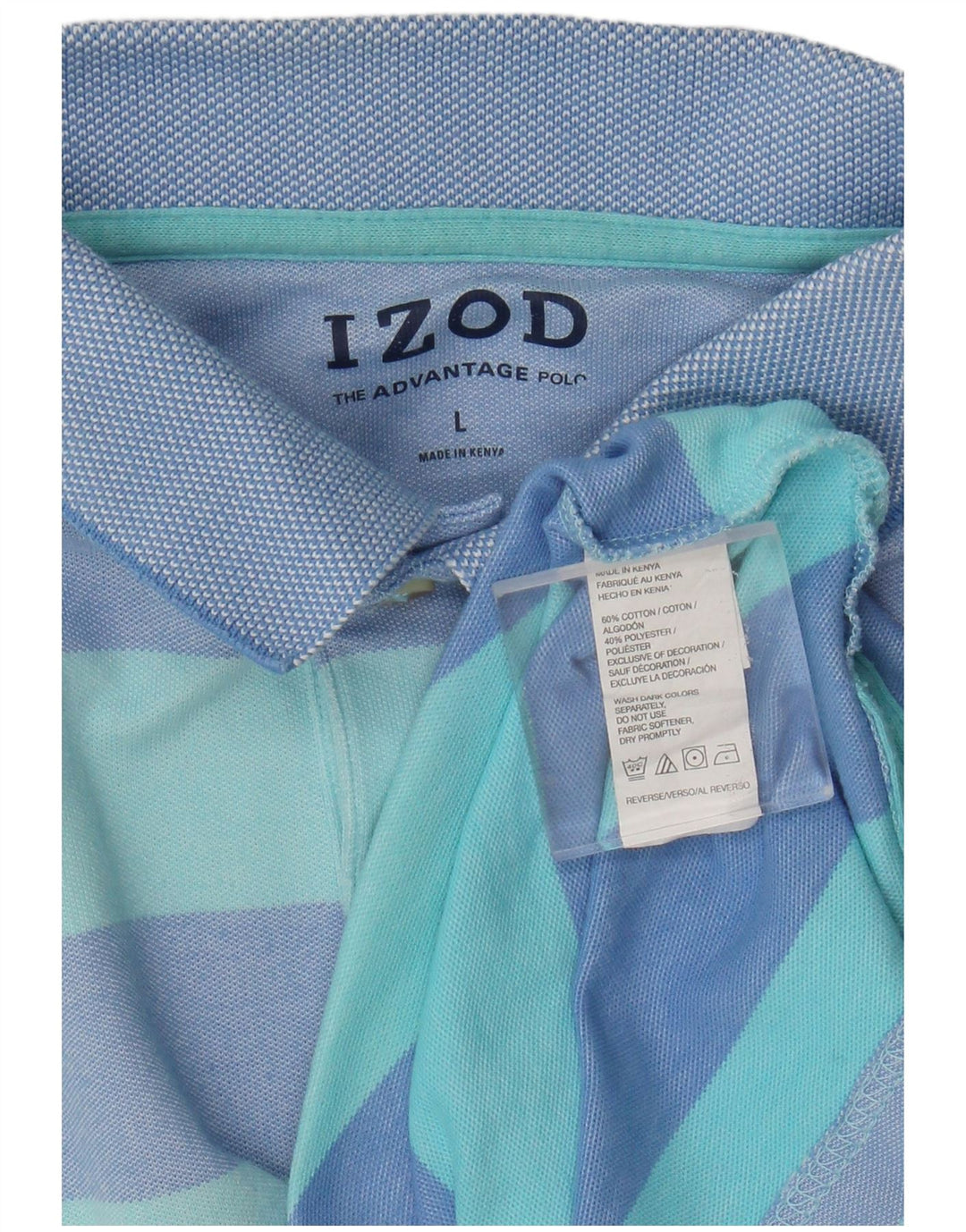Camisa polo masculina Izod grande algodão listrado azul