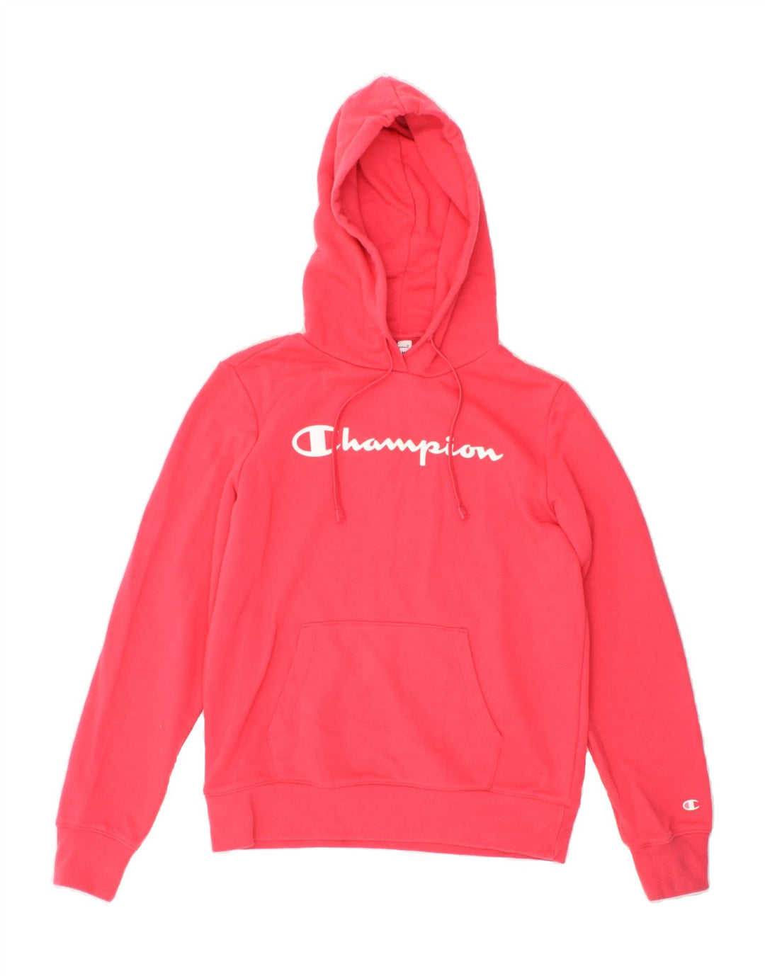 CHAMPION Womens Graphic Hoodie Jumper UK 14 Medium Pink Vintage Champion and Second-Hand Champion from Messina Hembry 