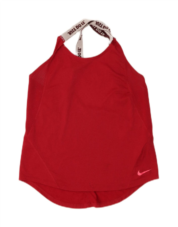 Nike Womens Dri Fit Vest Top UK 12 Médio Vermelho Poliéster
