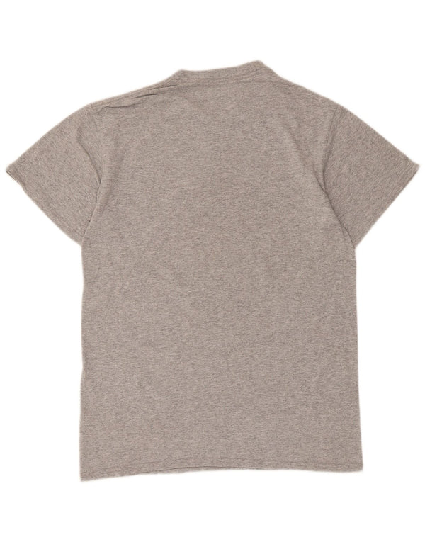 Camiseta masculina Majestic Houston Astons com estampa gráfica pequena de algodão cinza manchado