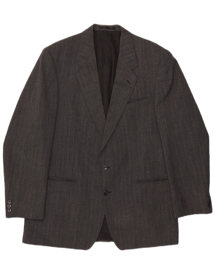 Jaqueta blazer masculina Marks & Spencer longa com 2 botões Reino Unido 42 poliéster cinza grande