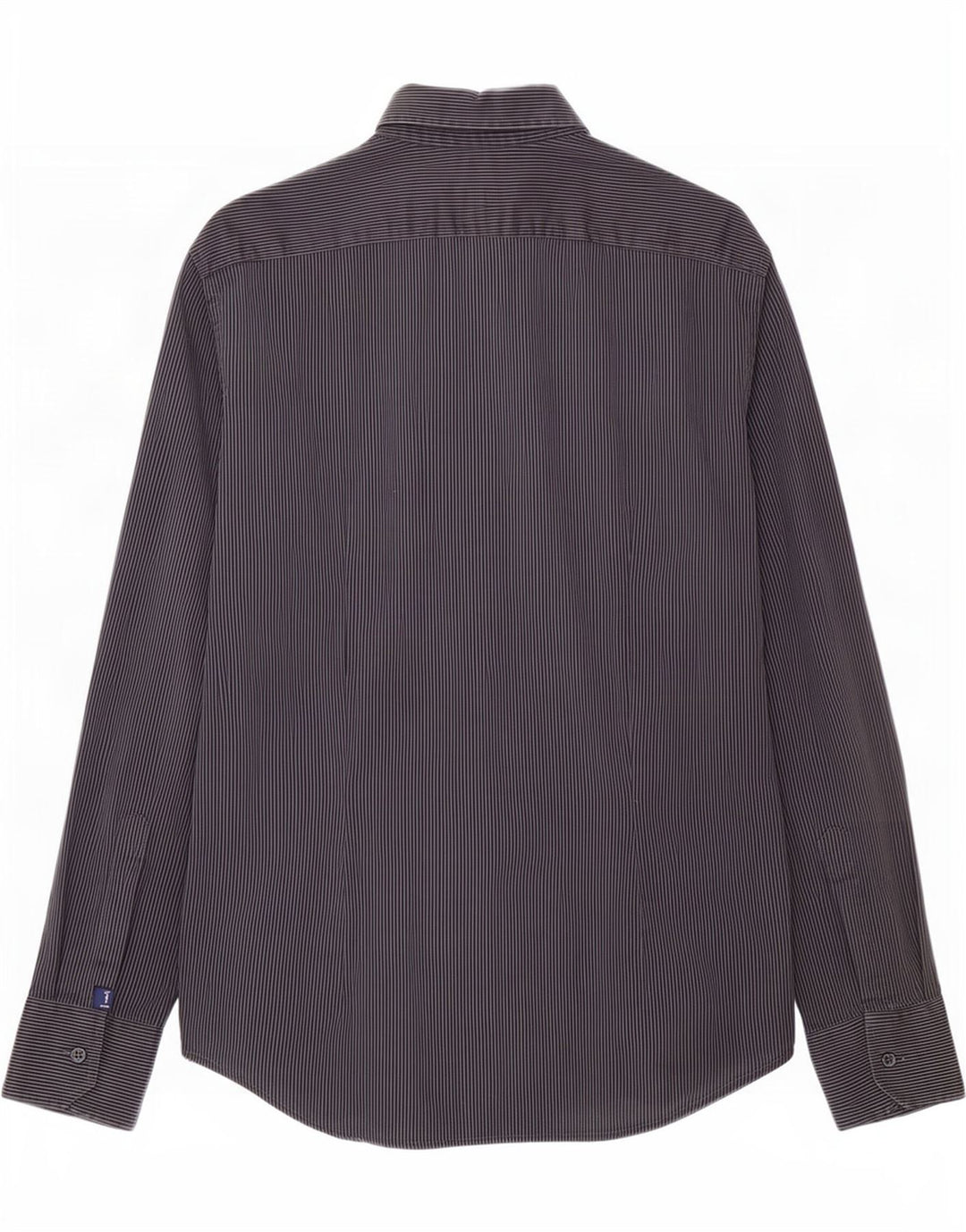 Trussardi Jeans Camisa masculina cinza médio risca de giz algodão