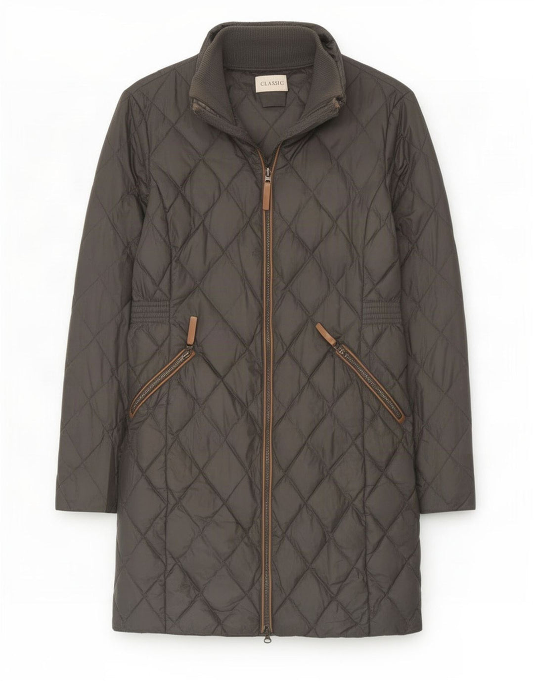 Sobretudo acolchoado feminino Marks & Spencer UK 12 poliamida cinza médio