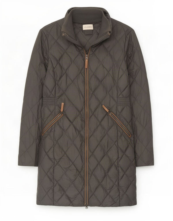Sobretudo acolchoado feminino Marks & Spencer UK 12 poliamida cinza médio