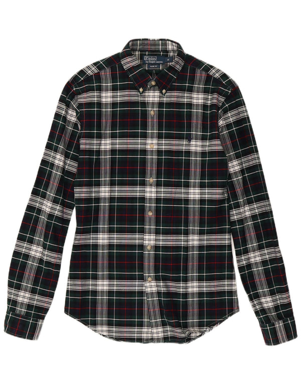Polo Ralph Lauren Mens Slim Fit Shirt Medium Green Plaid Cotton