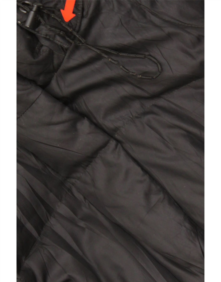 Casaco acolchoado com capuz feminino Eddie Bauer UK 14 poliéster preto médio