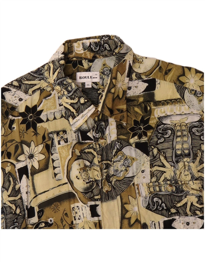 Camisa masculina Boulee com estampa abstrata de manga curta XL verde viscose