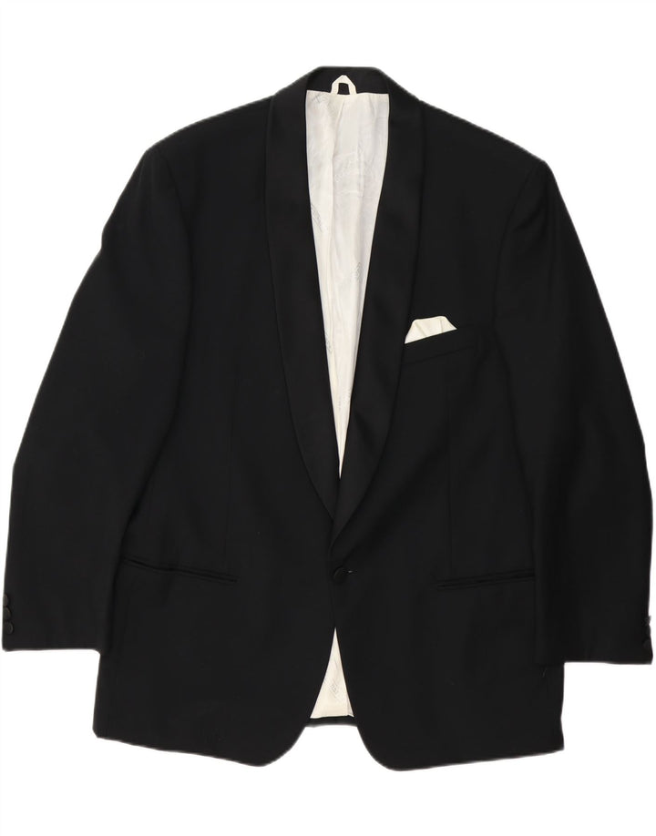Jaqueta Blazer Masculina Cacharel com 1 Botão IT 56 3XL Lã Preta
