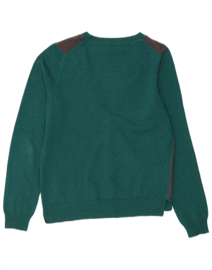 Suéter cardigã feminino Massimo Dutti Reino Unido 14 lã colorblock verde médio