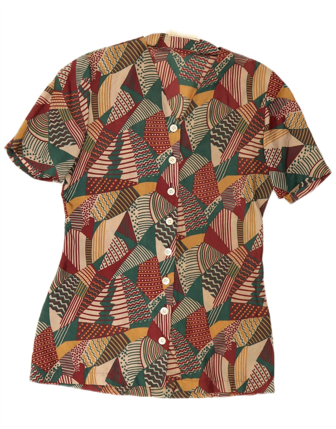 Camisa feminina vintage blusa IT 42 média multicolorida geométrica