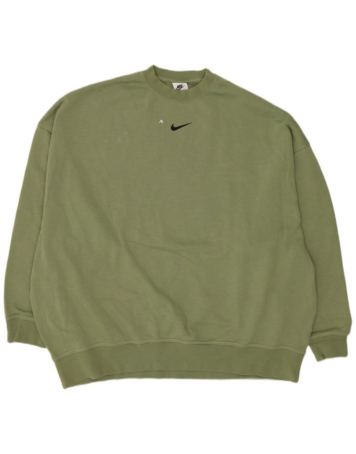 Nike masculino solto ajuste moletom jumper pequeno algodão verde