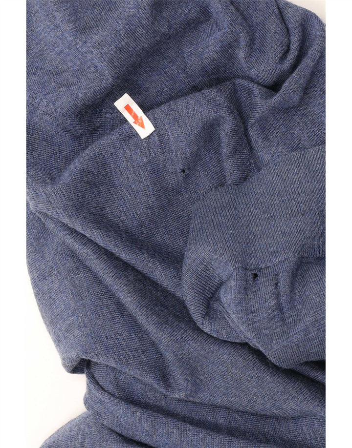 Suéter masculino Tommy Hilfiger com decote em V lã merino azul médio