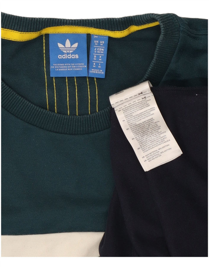 Adidas Mens Camiseta Top Médio Multicolorido Colorblock Algodão