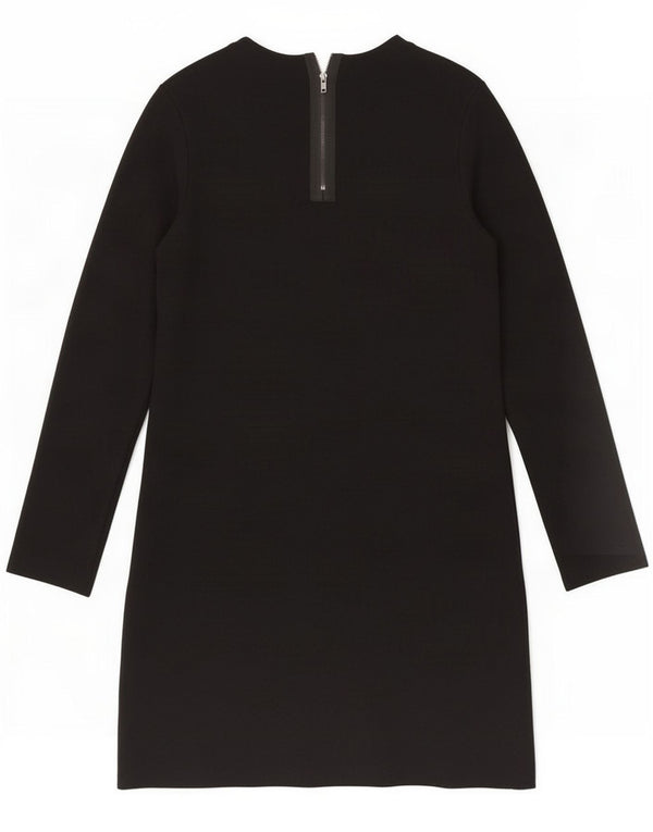 Zara Vestido feminino manga comprida Shift UK 14 médio preto viscose